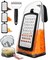 Box Grater Cheese Shredder - Cheese Grater with Handle - Graters for Kitchen Stainless Steel Food Grater - Garlic Mincer Tool and Vegetable Peeler